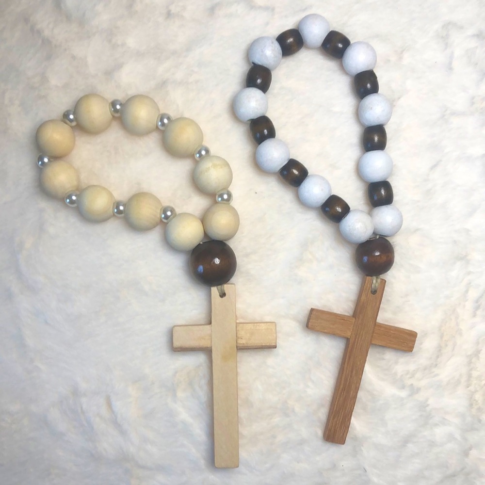 Handmade Wooden Rosary Garland.